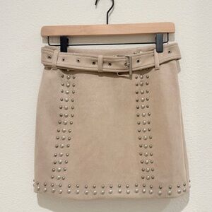 TOBI Renee Stone Faux Suede High Waisted A-line Studded Skirt Small